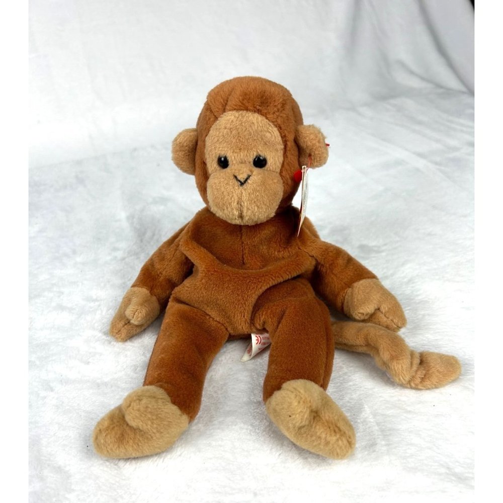 Ty Beenie Baby BONGO the Monkey Date of Birth 8-17-95 #4067 Plush Stuffed Toy Po